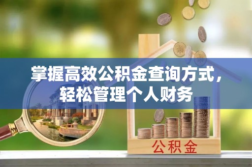 霍林郭勒掌握高效公积金查询方式，轻松管理个人财务